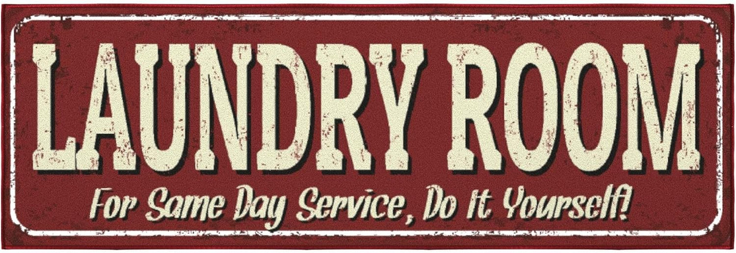 Ottomanson 20" x 59" Laundry Room Rug - Non-Slip Mat for Laundry & Mudroom - Durable, Stain-Resistant, and Easy to Clean - Perfect for High-Traffic Areas - Runner Rug for Entryway Bathroom, Red