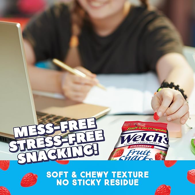 Welch's Fruit Snacks, Strawberry Snack Box, Gluten Free, 5oz Snack Packs (Pack of 12)