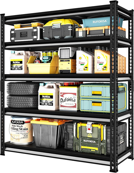 48" W Garage Shelving Heavy Duty，2500LBS Loads Metal Shelving Units and Storage,5-Tier Garage Storage Shelves Heavy Duty, Industrial Utility Shelves,48”W x 18”D x 78”H(Black)