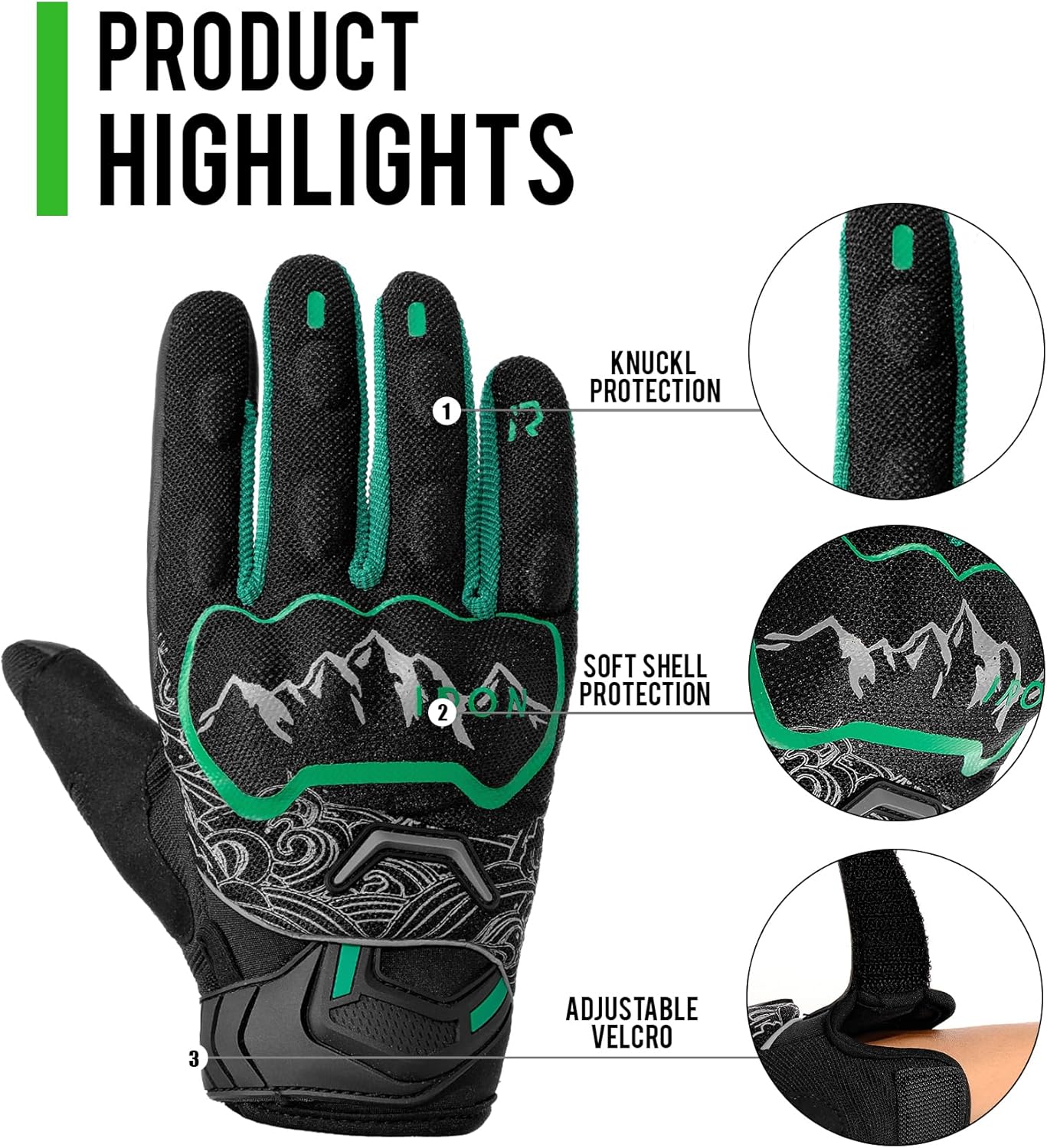 BORLENI Motorcycle Gloves Motorbike Glove for Men Women Full Finger Knuckle Protection Touch Screen Cycling ATV Hiking Riding