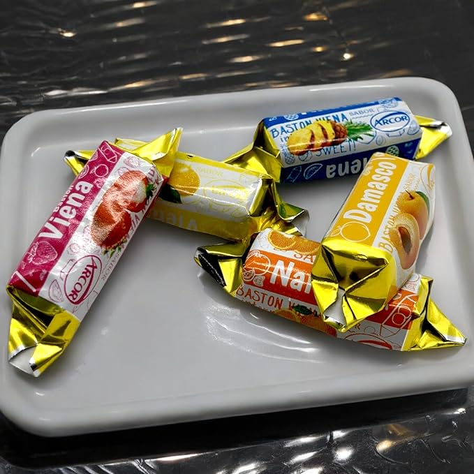 Vienna Fruit Filled Hard Candy-1.5 lbs Delicious and Flavorful Gourmet Peach, Orange, Strawberry, Pineapple, and Lemon Fruit Fillrd Hard Candies-Individually Wrapped for Freshness -Assorted Hard Candy With A Soft Chewy Center Delight(24 oz)