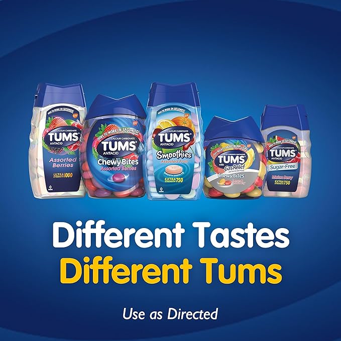 TUMS Chewy Bites Chewable Antacid Tablets for Ultra Strength Heartburn Relief, Great for a Summer BBQ- Mixed Fruit - 200 Count