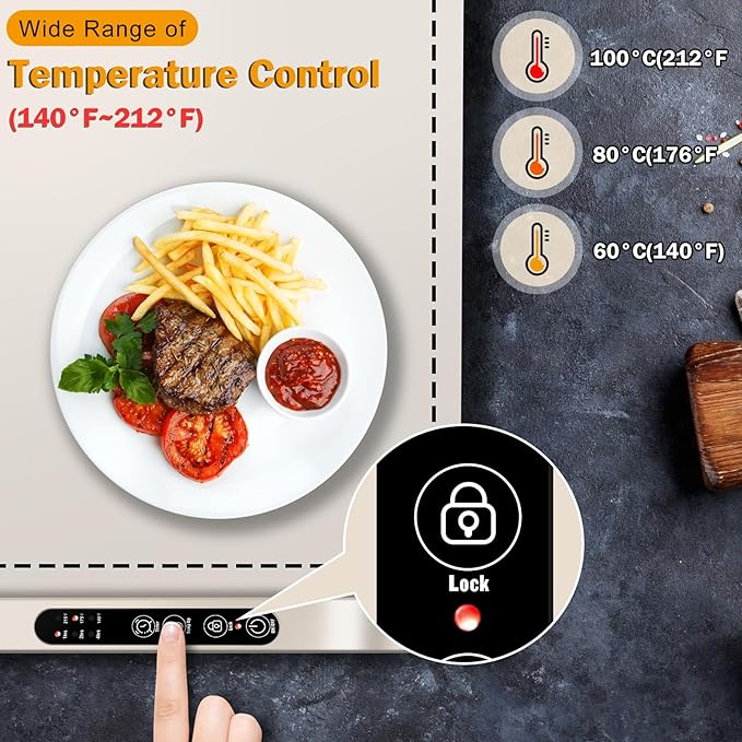 Food Warming Mat - Portable Party Buffet Electric Warming Tray, Foldable Food Warmer, Timed Off, Temperature Adjustable, Suitable for Daily, Outdoor, Party