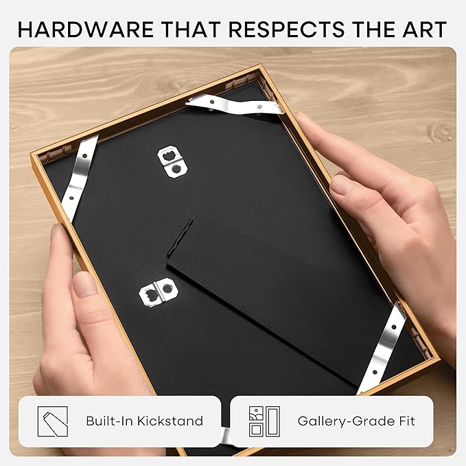 Homeforia 5x7 Picture Frame Bronze, High End Metal 5 x 7 Brass Frames with Mat 4 x 6 for Art, 5x7 Desk Frame Matted to 4x6 inch Photo, 5 by 7 Wall or Tabletop Frame, Tempered Glass, Wall Kit, Set of 4