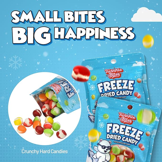 20 Pack Freeze Dried Candy- About 10 Pcs Per Bag - Bulk Treat Candy In Resealable Bag - Great For Kids, Adults, School, Party Favors, Birthday Party- 5 Delicious Flavors