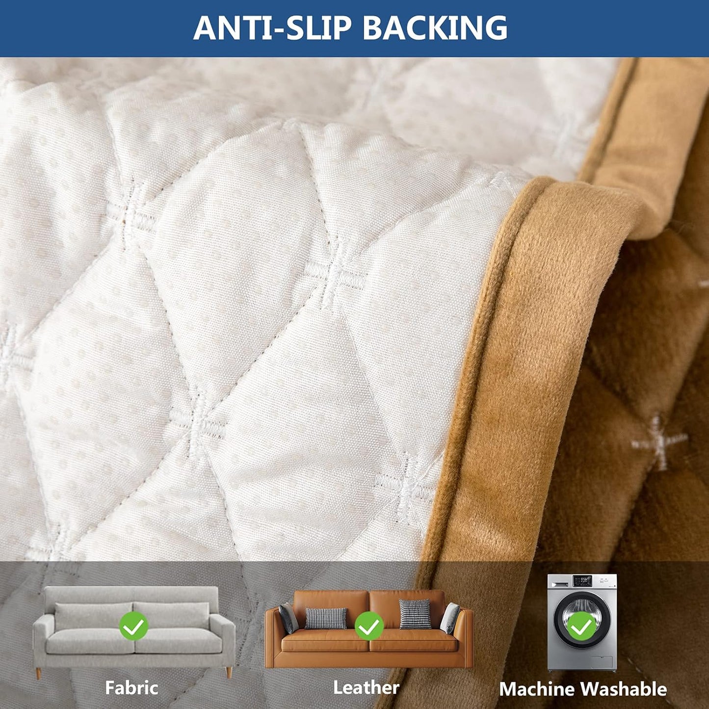 Eismodra Couch Cover,Sectional Couch Covers,Sofa Covers for 3 Cushion Couch,Anti-Slip Sofa Slipcovers for Dogs Cats Kids Loveseat Recliner L Shaped Armrest Backrest,Coffee 36''x36''(Only 1 Piece)