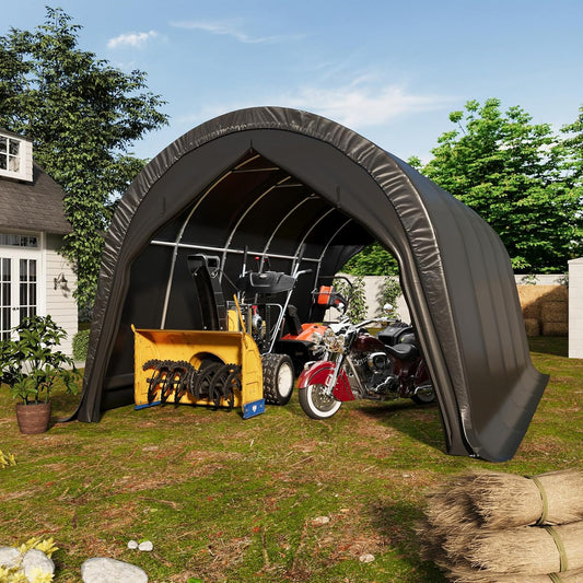 EROMMY Carport 10 x 20 FT Heavy Duty, Portable Garage with All-Steel Metal Frame and Round Style Roof, Anti-Snow Car Canopy Outdoor Storage Shelter for Car, Truck, Boat