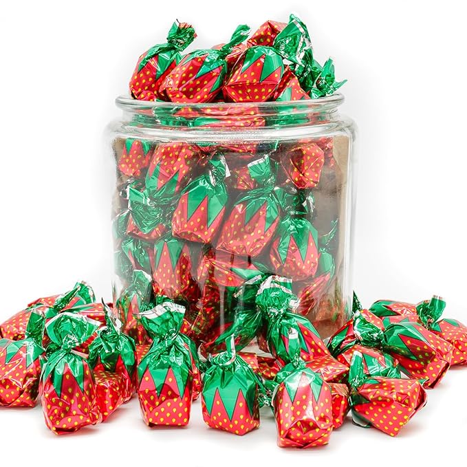 ARCOR Strawberry Bon Bons 1 lb – Individually Wrapped Hard Candy with Soft Center, Bulk Old Fashioned Candy in Resealable Bag