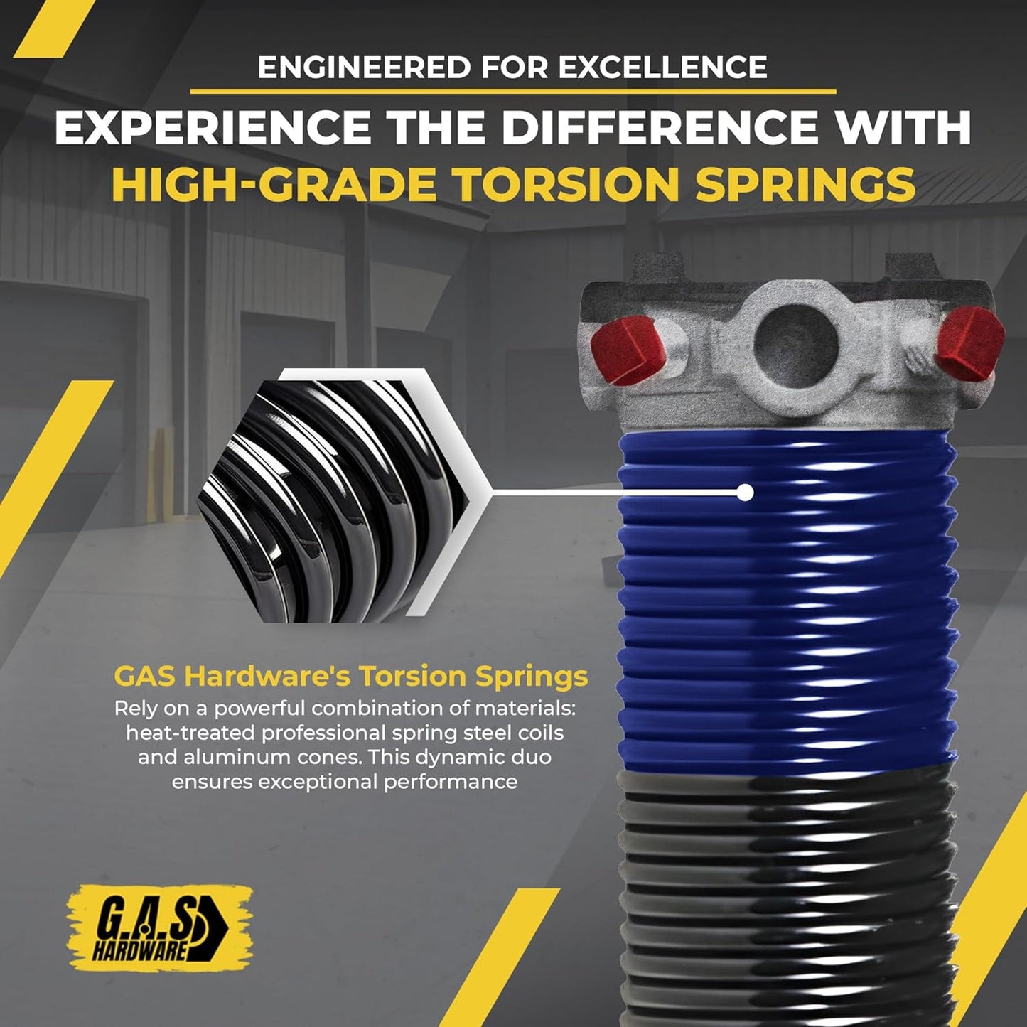 Garage Door Torsion Spring 262x1.75x38 Includes 1” Steel Bearing, Non-Slip Gloves, and Winding Bars for Left Side of Garage Door Precision E-Coating 5-Year Warranty Min. 30,000 Cycles (Red Cone)