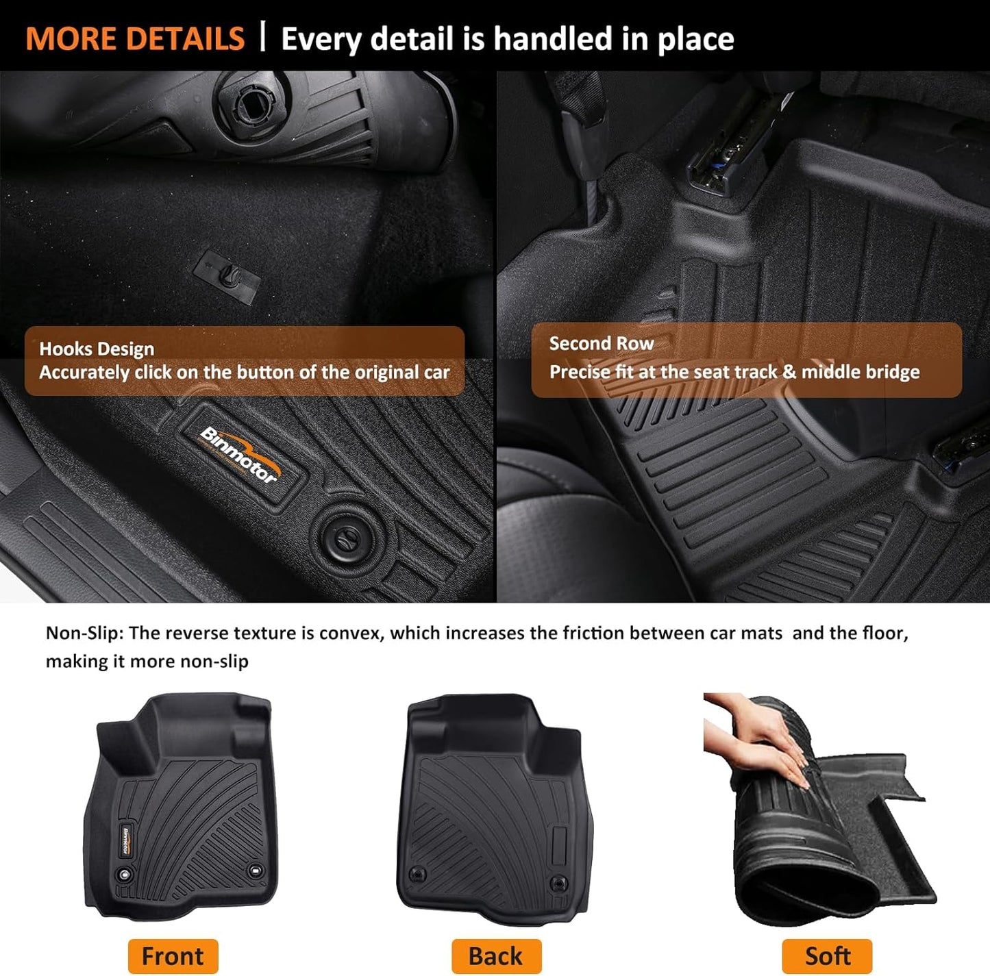Binmotor-All Weather Floor Mats Cargo Liner for Nissan Rogue 2025 2024 2023 2022 2021 (NOT for Rogue Sport), Car Mats with Trunk Mat Full Set, Heavy Duty Car Floor Liners for Rogue Accessories