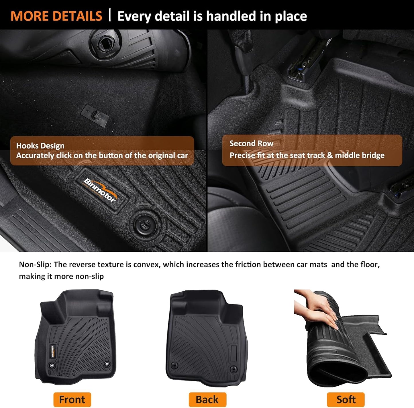 Binmotor-Floor Mats & Cargo Liner for Jeep Grand Cherokee 2022-2024 2025 (Include 4xe, Non WK/L), All Weather Car Mat Grand Cherokee Accessories Cargo Mat Floor Liners Trunk Liner