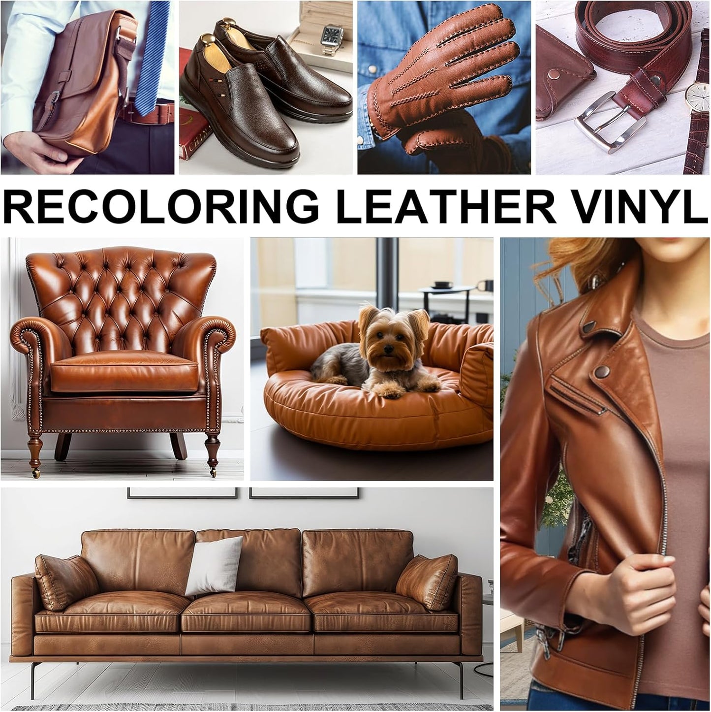 Leather Recoloring Balm Set,Leather Cleaner Restore Conditioner Mink Oil for Leather Repair Kit for Furniture Couches -Revives Repairs Scratches Leather Dye Furniture Polish (Dark Brown)