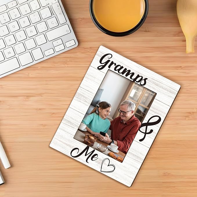 Gramps Gifts Picture Frame 5x7, Grandpa Photo Frame, Christmas Fathers Day Birthday Gifts for Grandpa from Grandkids, Gramps and Me Wooden Picture Photo Frames for Desk Home Room Decor