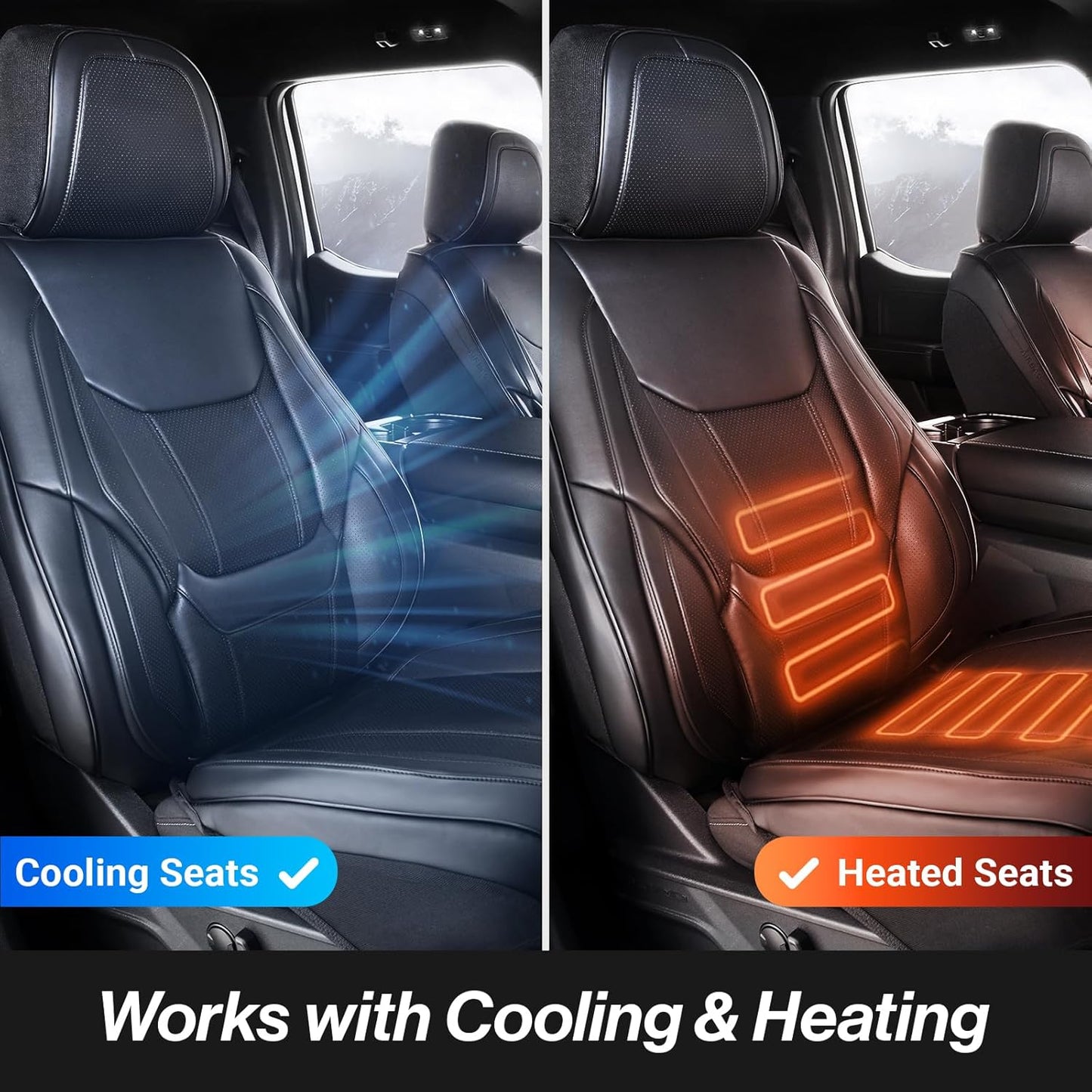 Coverland Custom Car Seat Covers Compatible with Colorado, Canyon Crew Cab - Premium Leather Non-Slip Waterproof Seat Cover Custom Interior Protector Full Set-Black [See Size Chart-Size X113]