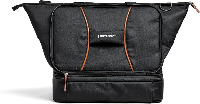 HOTLOGIC Max XP Large Portable Electric Lunch Box Food Heater W/Glass - Expandable Food Warmer Tote and Heated Lunchbox for Adults Work/Car/Home - Cook, Reheat, and Keep Your Food Warm - Black - 120V