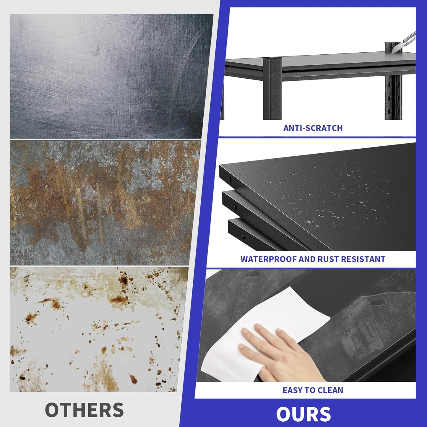 2 Set Garage Shelving Unit 72"H3000bls Heavy Duty Storage Shelves Easy Assembly 5 Tier Adjustable Metal Steel Utility Shelf Rack Storage Organize for Tools Garage,Basement,Warehouse 16"*36"*72"