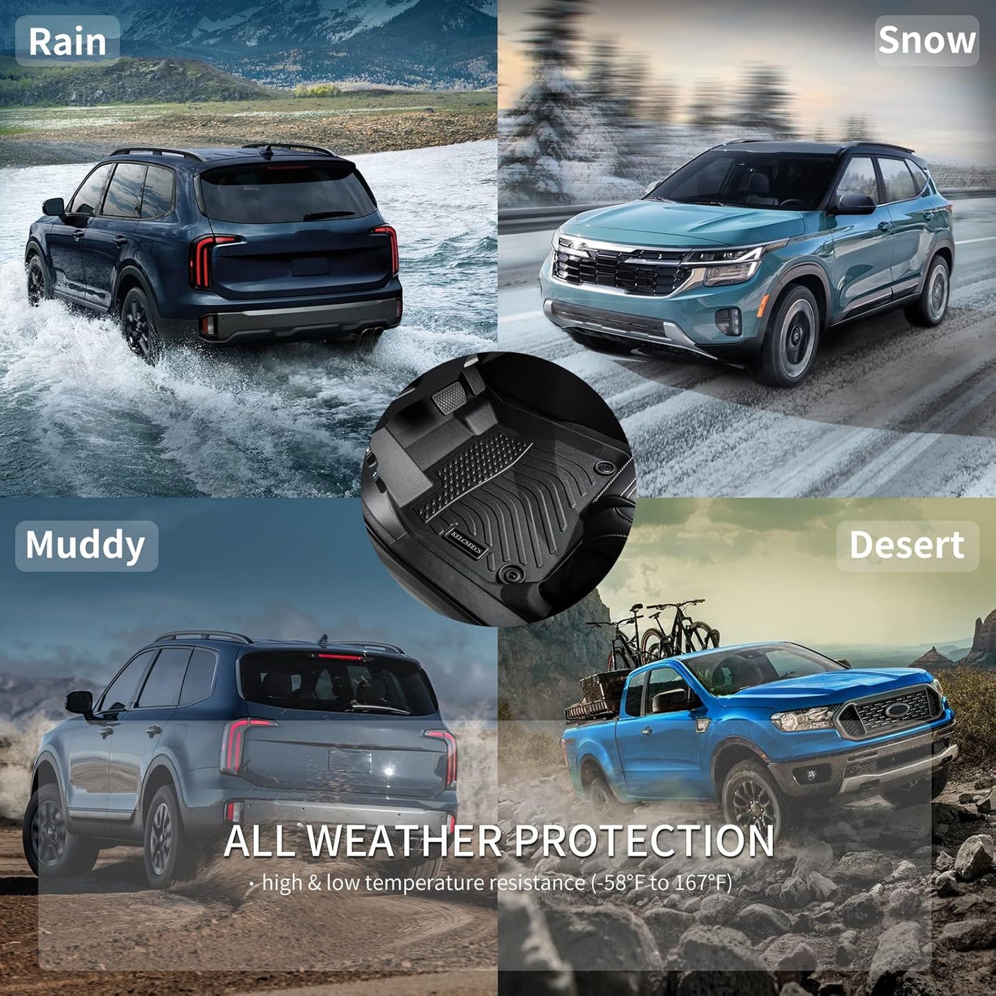 KELCSEECS® Floor Mats Custom for Hyundai Elantra Hybrid 2025 2024 2023 2022 2021 All Weather Protection TPE Heavy Duty Non-Slip Automotive Floor Liners Fits Front & 2nd Row full set Accessories, Black