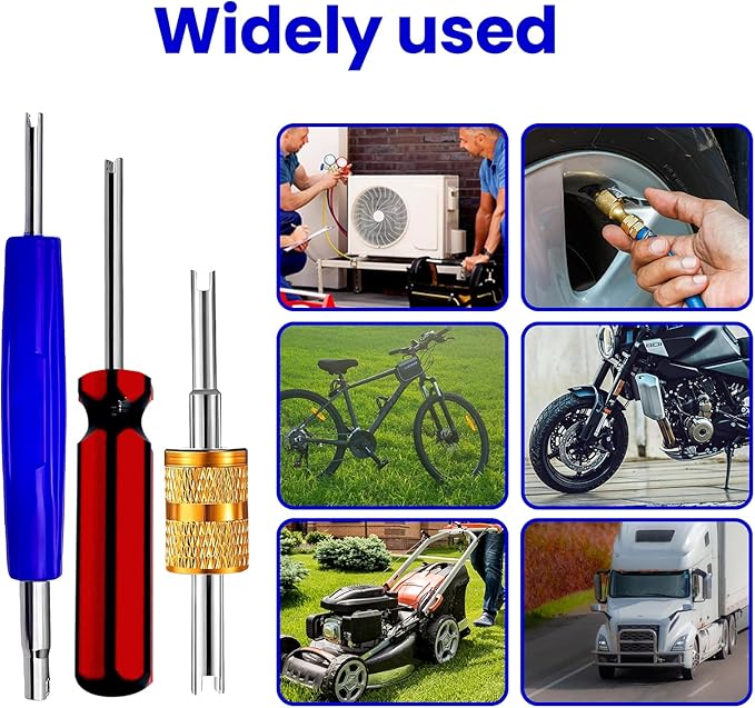 6 Pcs Tire Valve Stem Removal Tool Kit, Tyre Air Conditioner Valve Stem Core Remover Tool Single Dual Heads Air Conditioning Valve Core Remover Tool