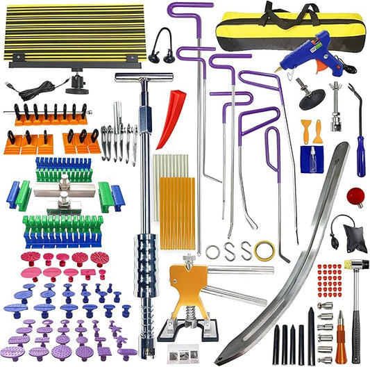 159pcs/Set Auto Body Dent Repair Tools Kit,Big Size Slide Puller&Dent Rods Crowbar,paintless Car Dent Lifter Hail Removal,A Complete Car Dent Repair Tools Set for Professional Car Repair Shop