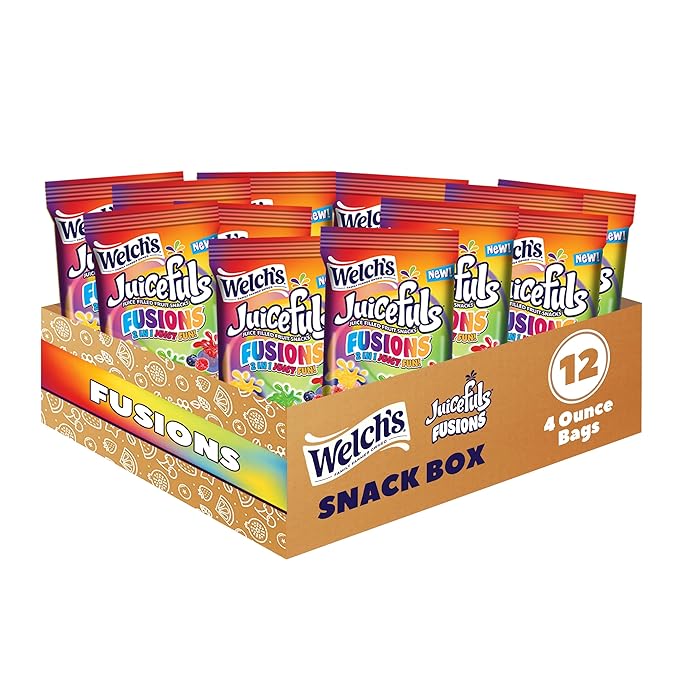 Welch's Fruit Snacks, Juicefuls Fusions, Assorted Fruit Flavor, Bulk Pack, Gluten Free, Natural Colors & Flavors, 4oz (Pack of 12)