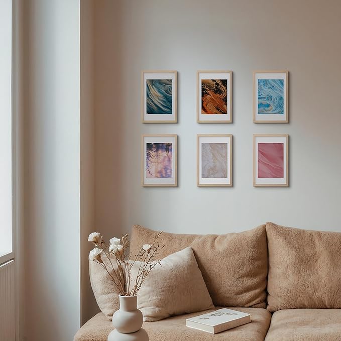 8x10 Picture Frame, 8x10 Frame Matted to 5x7, Wood Veneer Finish 8 x 10 Photo Frame with Mat Plexiglass & Stand for Tabletop & Wall Display, Natural, 1 Pack