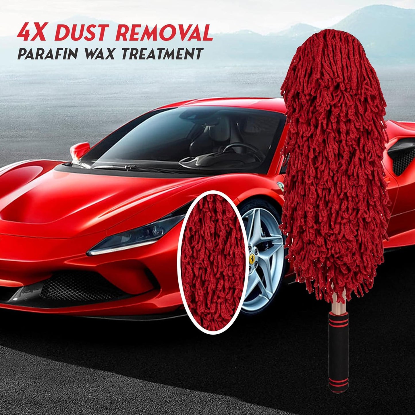 Car Duster Exterior Scratch Free,Soft Car Brush Kit for Car,Truck,SUV,RV and Motorcycle,Wax Cotton Hair With Extendable Handle,Duster for car Cleaning,Dust Pollen Removing,No Lint…