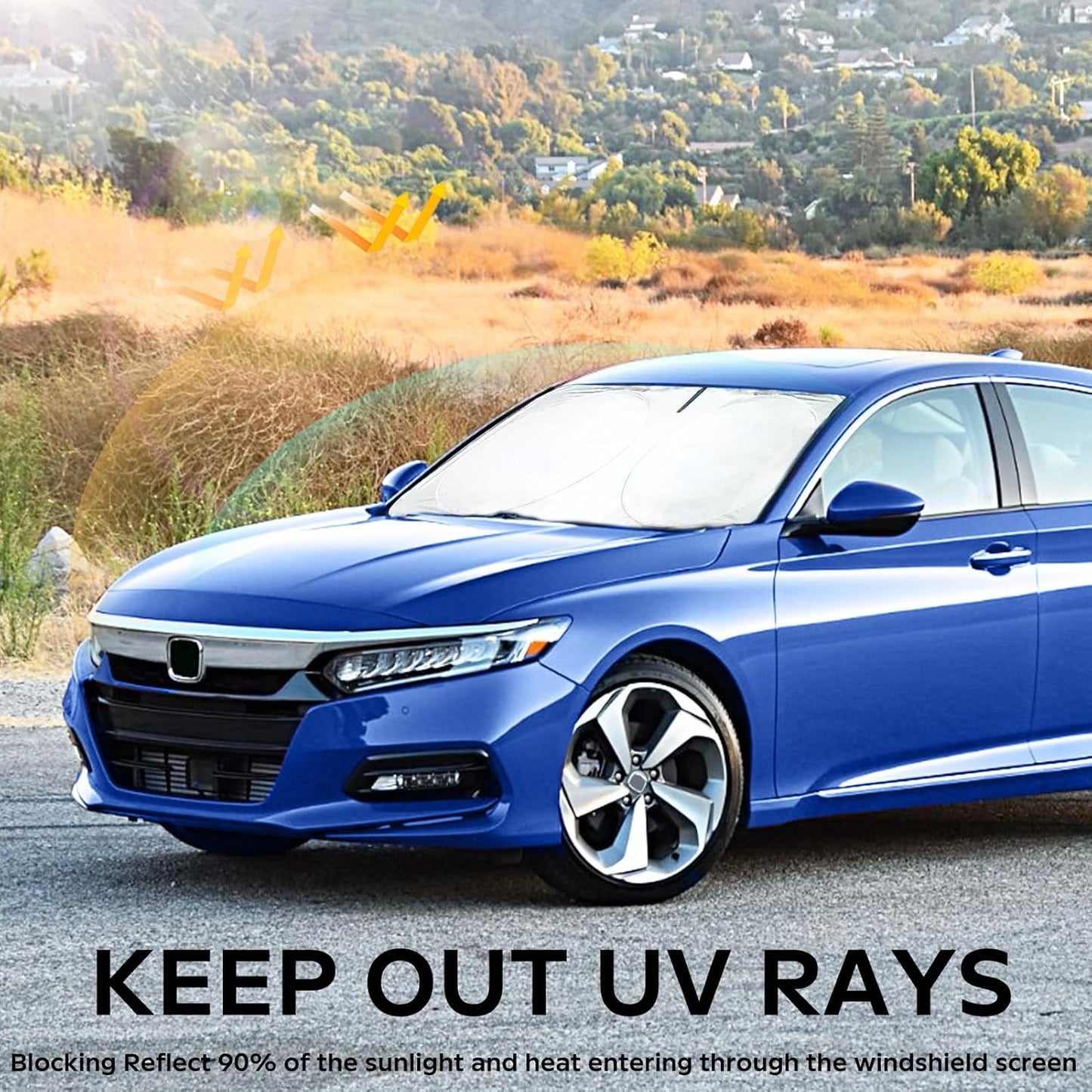 INSAUTO for Accord 2026 Windshield Sun Shade Sunshade Protector for Honda Accord 2021 2022 2023 2024 2025 Windshield Cover Sun Visor Foldable Window Heat Shield Reflector Blocks UV Ray Car Accessories