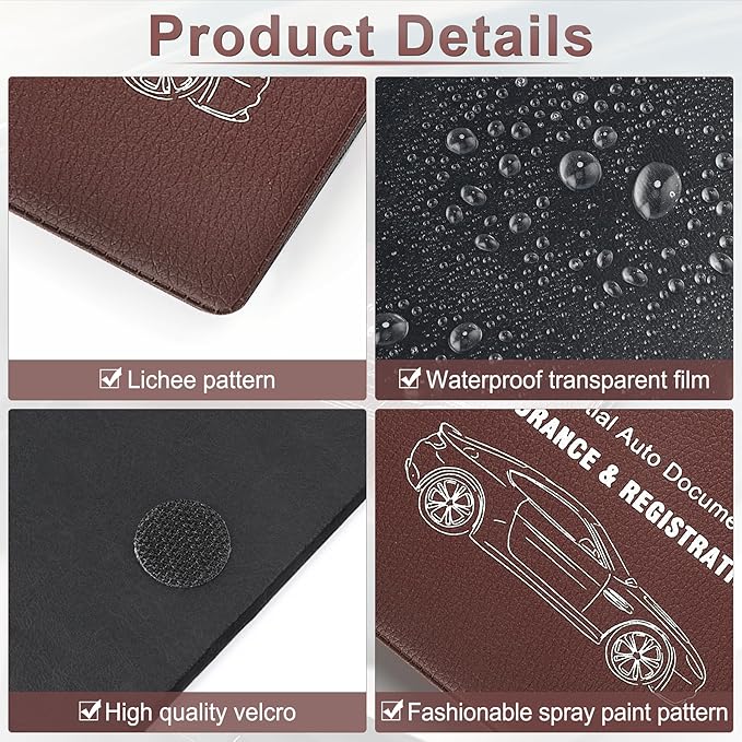 UYYE Car Registration and Insurance Card Holder, Vehicle Glove Box Car Organizer, Interior Car Accessories for Documents, Cards, License - 2 Pack