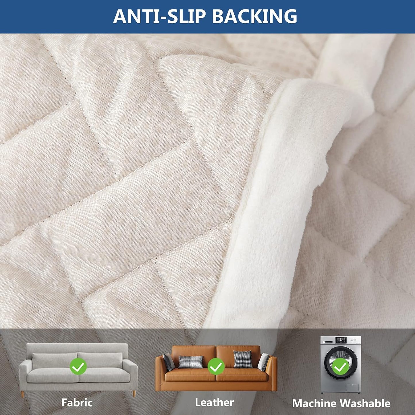 Eismodra Couch Cover,Sectional Couch Covers,Sofa Covers for 3 Cushion Couch,Anti-Slip Sofa Slipcovers for Dogs Cats Kids Loveseat Recliner L Shaped Armrest Backrest,White 36''x47''(Only 1 Piece)