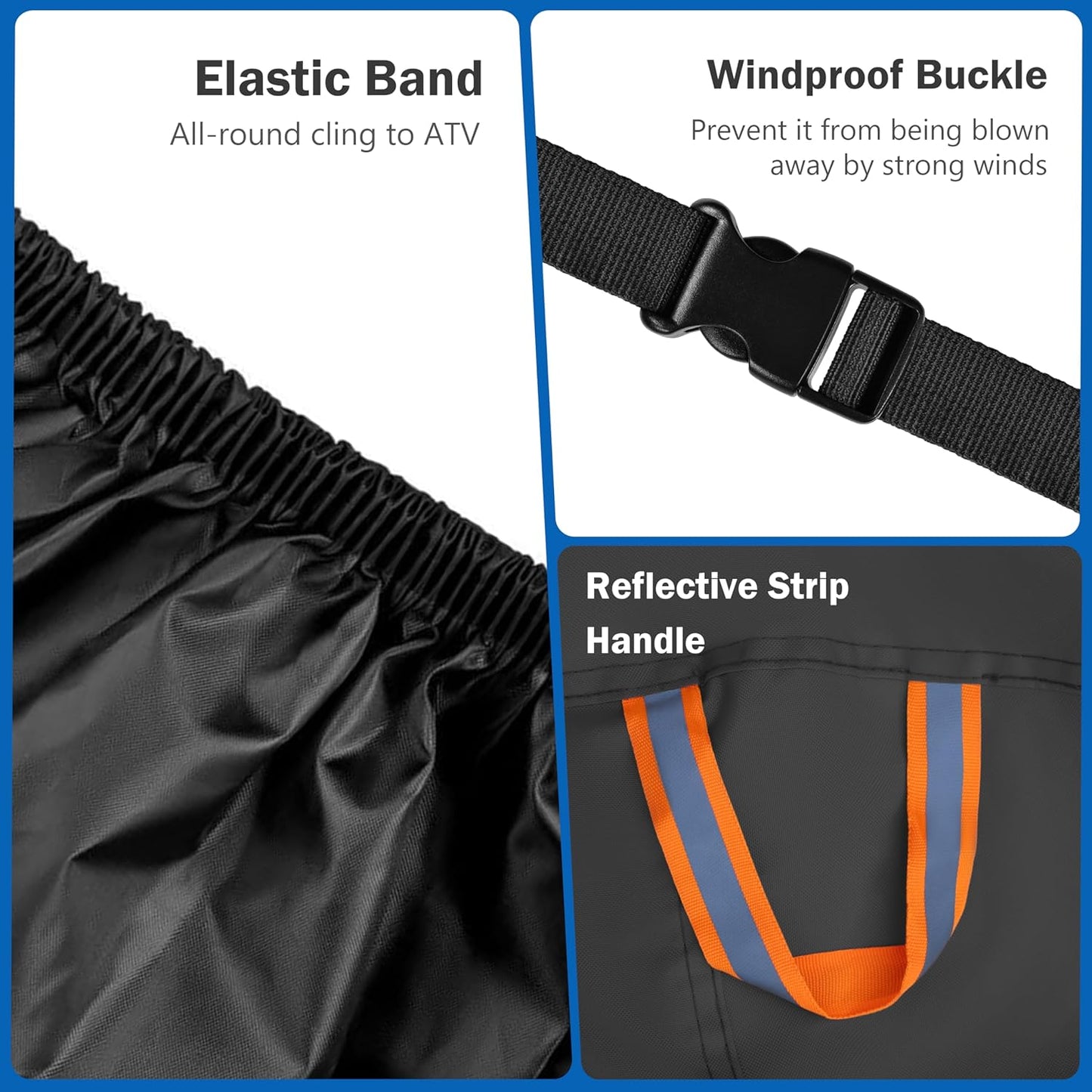 MORNYRAY ATV Cover Waterproof Heavy Duty Universal Quad Cover Outdoor Storage Cover 4 Wheeler UV Protection for Polaris Yamaha Honda Suzuki Kawasaki (Black, A4-100.8''L x 43.3''W x 47.2''H)