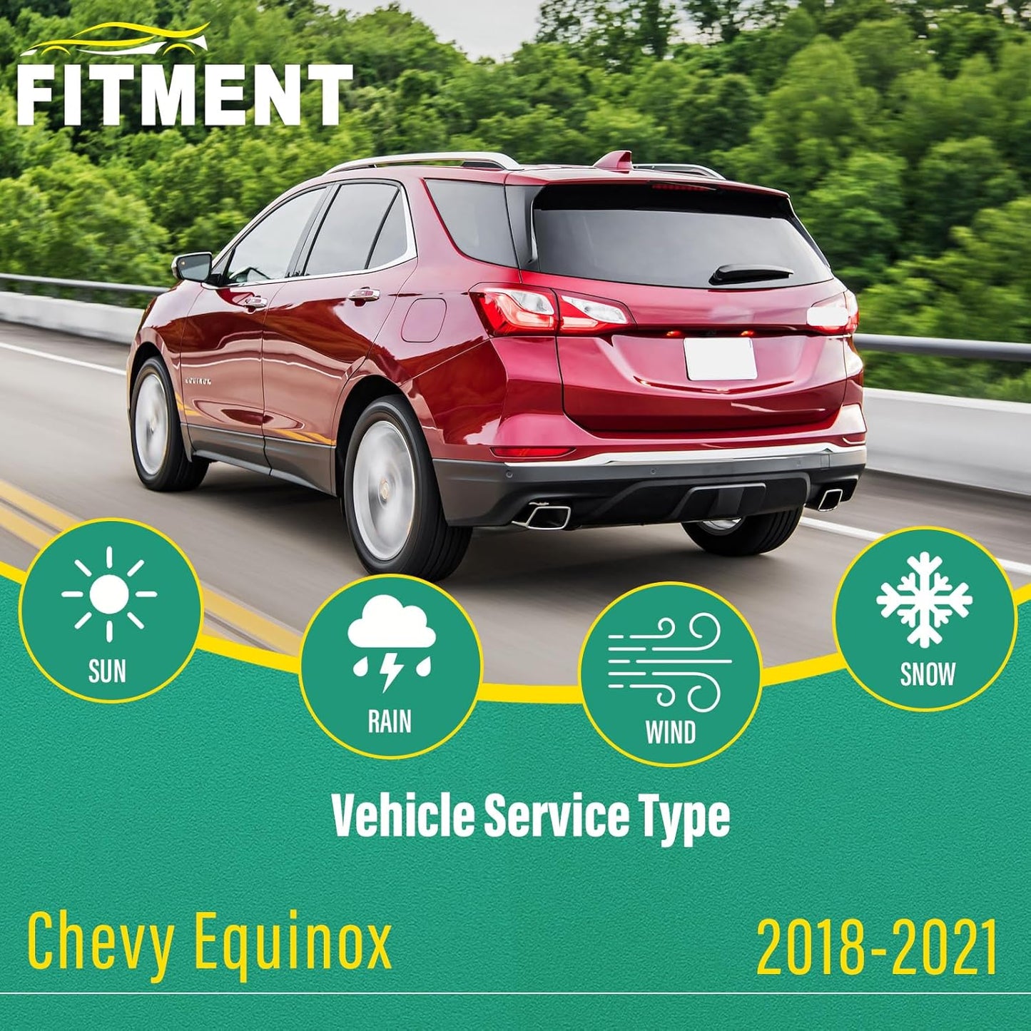 24" 18" 13" Windshield Wiper Blades Replacement for Chevrolet Chevy Equinox 2018 2019 2020 2021 Premium All Weather Front Rear Wipers Set - OEM Quality (Pack of 3)