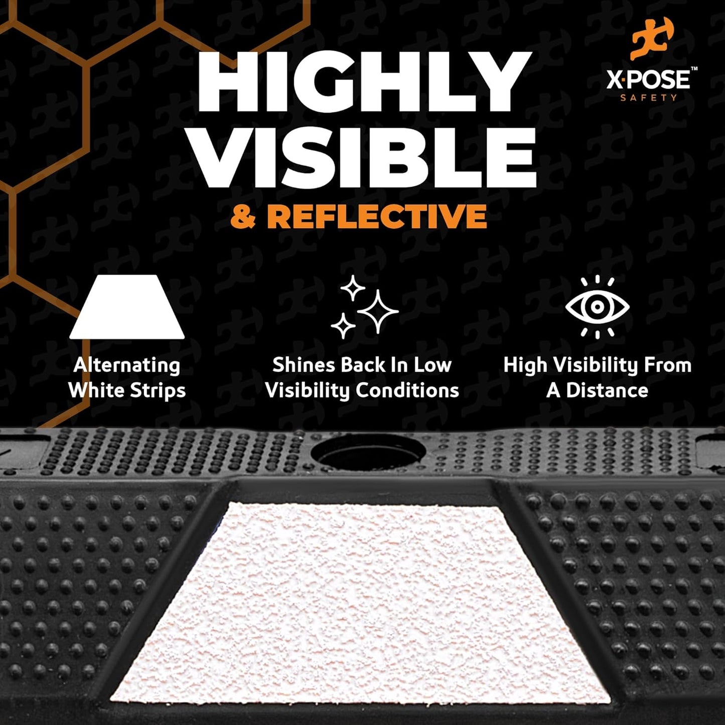 Xpose Safety 48" Heavy Duty Rubber Parking Stopper – 1 Pack Wheel Blocks for Garage, Driveway, or Ramp – Car Bumper Stop with White Reflective Strips – Removable Floor Mount