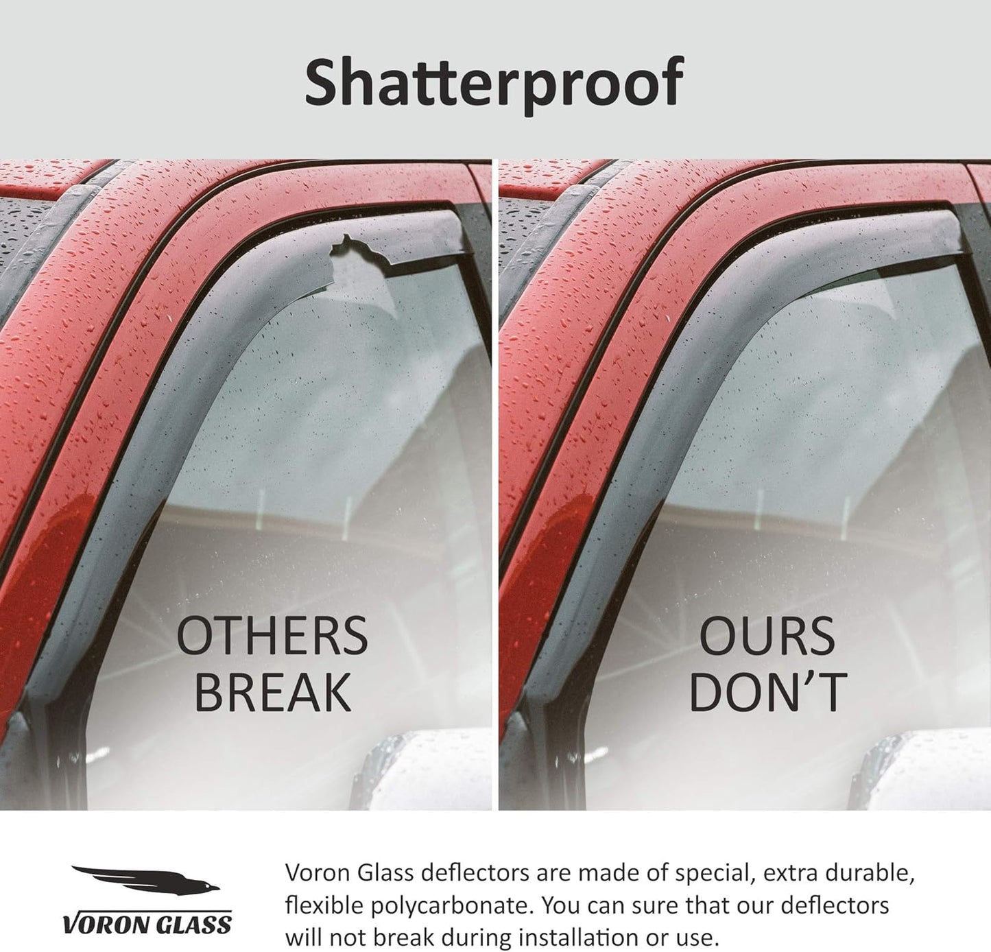 Voron Glass in-Channel Extra Durable Rain Guards for GMC Sierra 2014-2018 Crew Cab, Window Deflectors, Vent Window Visors, 4 Pieces - 200906