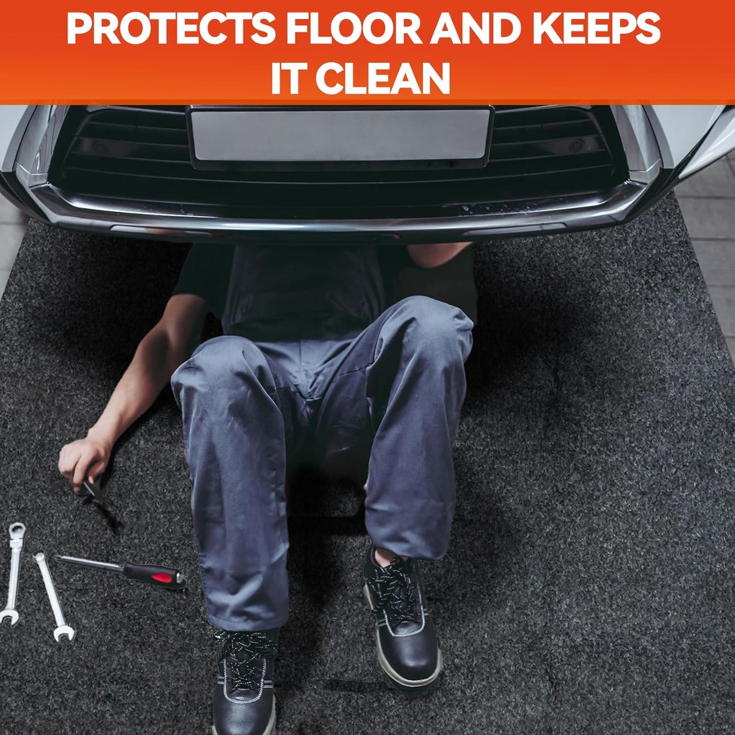 36" x 59" Heavy Duty Oil Spill Mat, Upgraded Garage Floor Mat for Under Car, 1/4" Waterproof Rubber Bottom Absorbs Oil Quickly, Washable, Reusable Oil Drip Leak Absorbent Pad