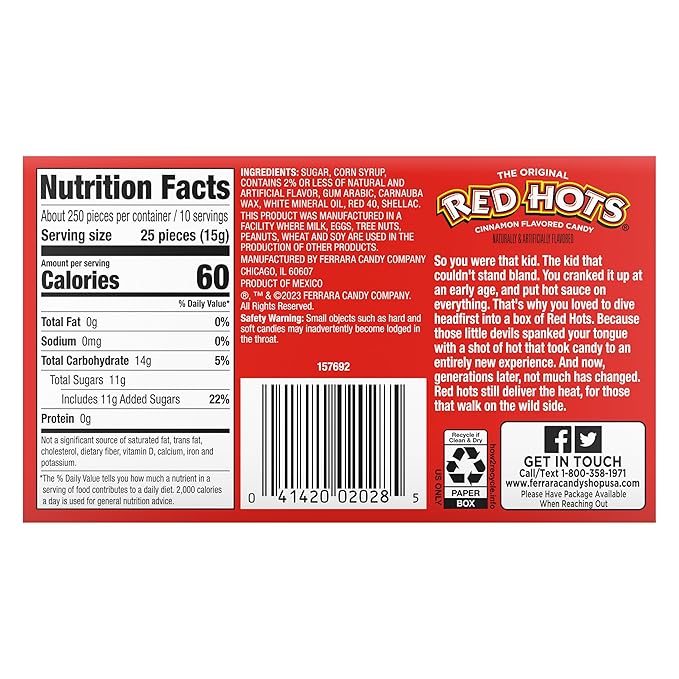 Wonka Red Hots, Cinnamon Flavored Hard Candy, 5.5 Ounce Theater Candy Boxes (Pack of 12)