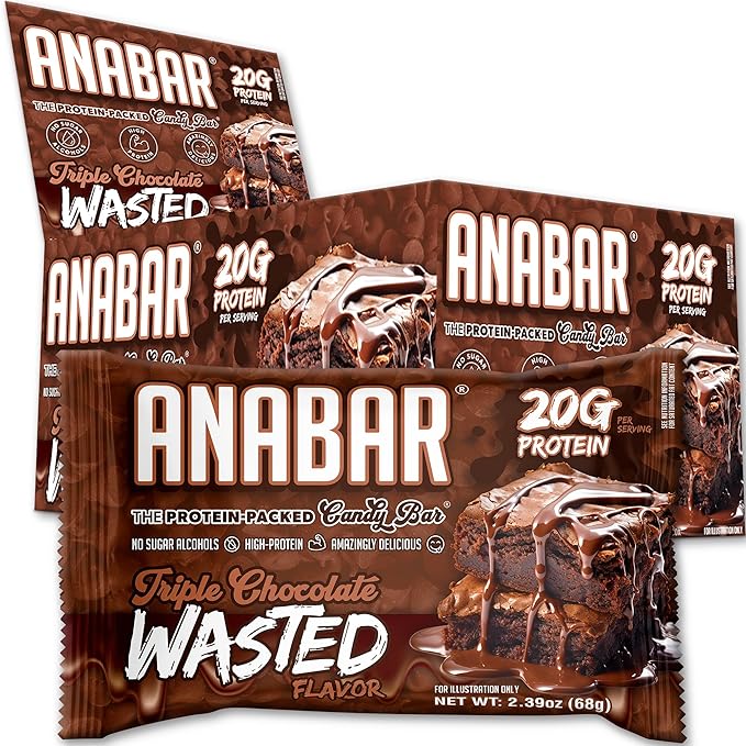 Anabar Protein Bar, Triple Chocolate Wasted, The Protein-Packed Candy Bar, No Sugar Alcohols, High Protein, Amazingly Delicious, 20 Grams of Protein (12 Bars, Triple Chocolate Wasted)