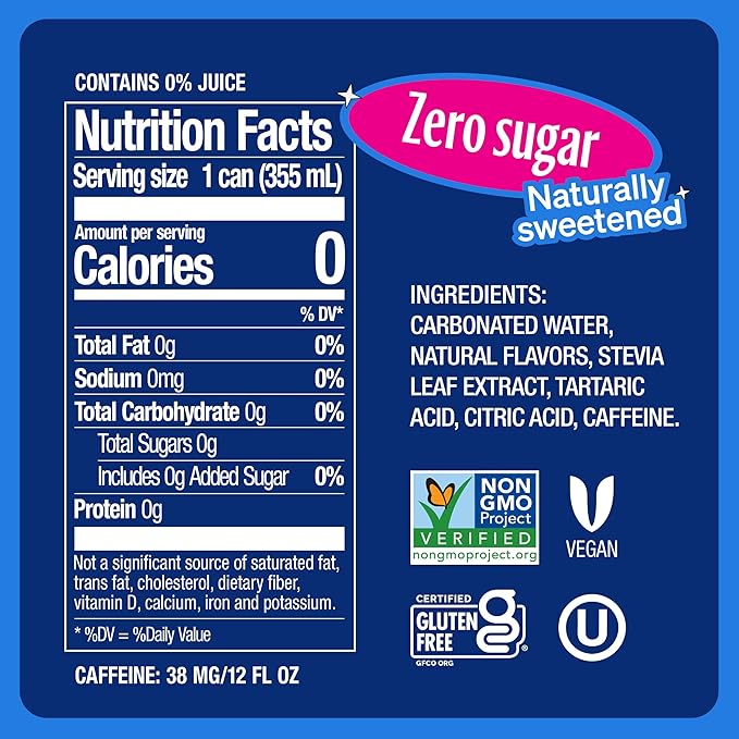 Zevia Zero Sugar Soda, Cherry Cola, 12 oz Cans (24-Pack) – Naturally Sweetened, Non-GMO Project Verified, Gluten-Free, Vegan