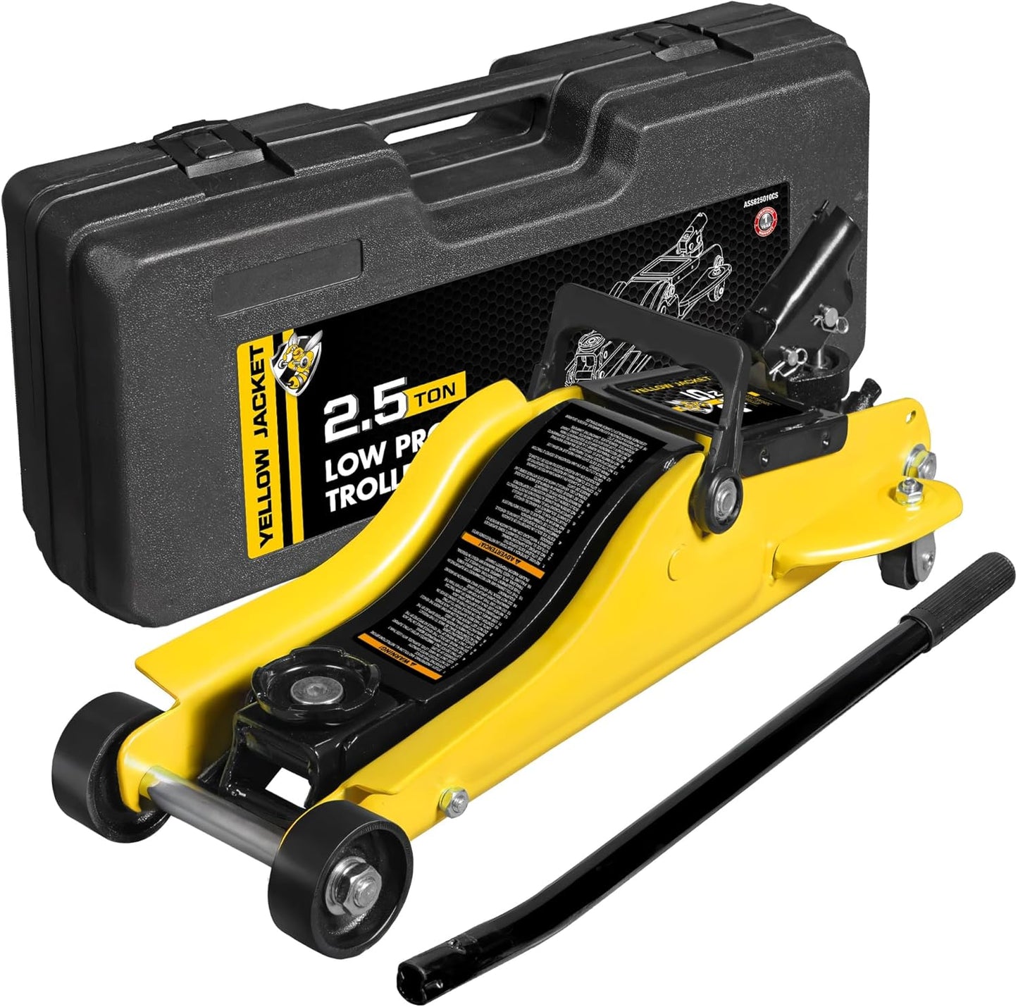 YELLOW JACKET 2.5 Ton Trolley Jack with Carrying Case Hydraulic Low Profile Floor Jack for Cars Lift with Single Piston Lift Pump, 5500 lb Capacity…
