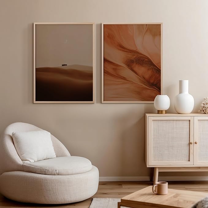 18x24 Frames, Set of 2 Matless Large Picture Frames Natural Solid Wood Veneer Finish and Plexiglass Front for Poster Gallery Wall Home Decor