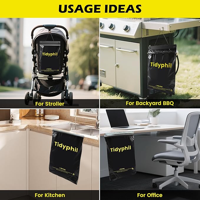 150 PCS Disposable Car Trash Bags Hanging, Leak-proof, Odor Seal. Strong Car Garbage Bags, 2 Gallon Big Capacity. Independent of Car Trash Can, Easy Stick-On Car trash Bin for Car, Stroller, Camping