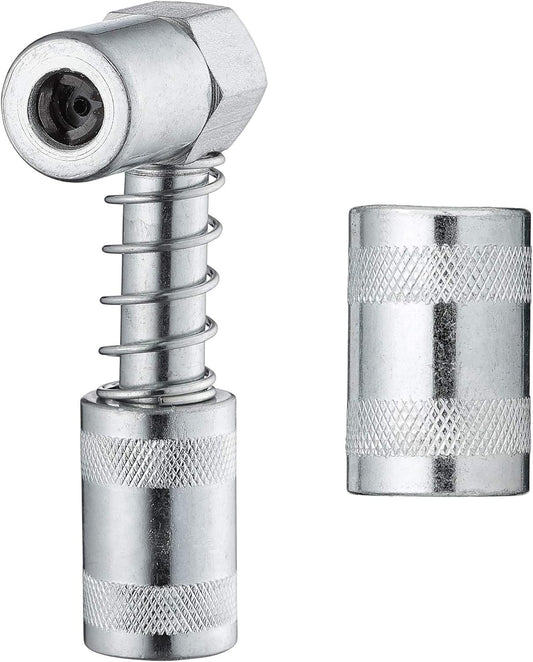 Slippery Pete 90 Degree Grease Coupler Snaps on to Grease Fittings in Tight Spaces
