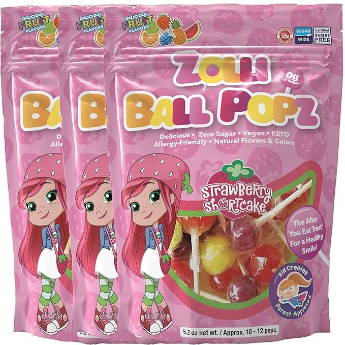 Zollipops Ball Popz Clean Teeth Lollipops - AntiCavity Sugar-Free Candy for Healthy Smiles, Great for Kids - 5.2 Ounce Pack