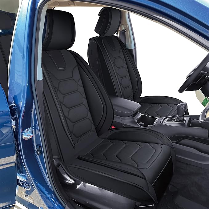 OASIS AUTO Custom Fit Seat Covers for Forester/Outback/Legacy/Impreza/Crosstrek 2010-2025, Waterproof Durable Faux Leather Seat Protector Cushion (Full Set, Black)