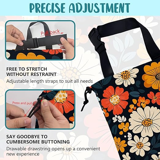 Car Garbage Bag Abstract Floral and Green Leaves Hanging Canvas Car Trash Bag Waterproof Drawstring Car Back Seat Organizer for Car Back Front Seat Console with Adjustable Buckle