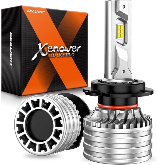 SEALIGHT X4I H7 Bulbs, 55000LM Super Bright H 7 Fog Bulbs with Adjustable Lock Ring, Cooling Fan, Plug and Play, Pack of 2