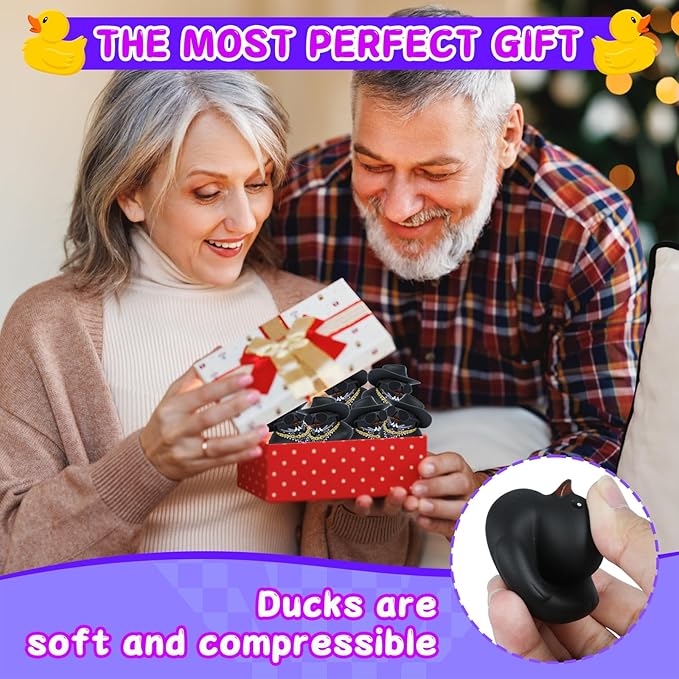 Black Cowboy Hat Rubber Duck for Car Dashboard & Home Decor - Mini Funny Rubber Ducks with Gold Chain, Sunglasses, Scarf & Hat Unique Duck Accessories Gift for Adults