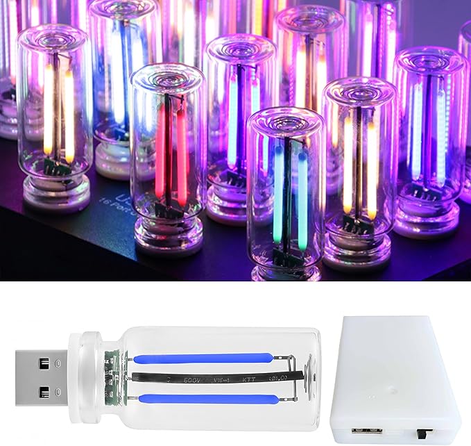 Retro Car Mood Bulb, No Pole Touch Dimmable USB & Battery Lighted LED Car Interior Atmosphere Lamps, Automotive Interface Night Lights, Mini Portable Camping Lights Decorations (Blue, 2Pack)