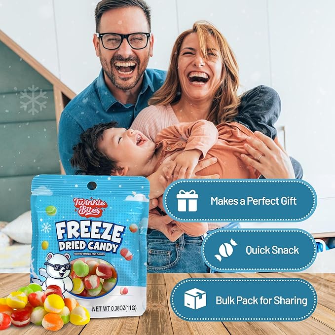 20 Pack Freeze Dried Candy- About 10 Pcs Per Bag - Bulk Treat Candy In Resealable Bag - Great For Kids, Adults, School, Party Favors, Birthday Party- 5 Delicious Flavors