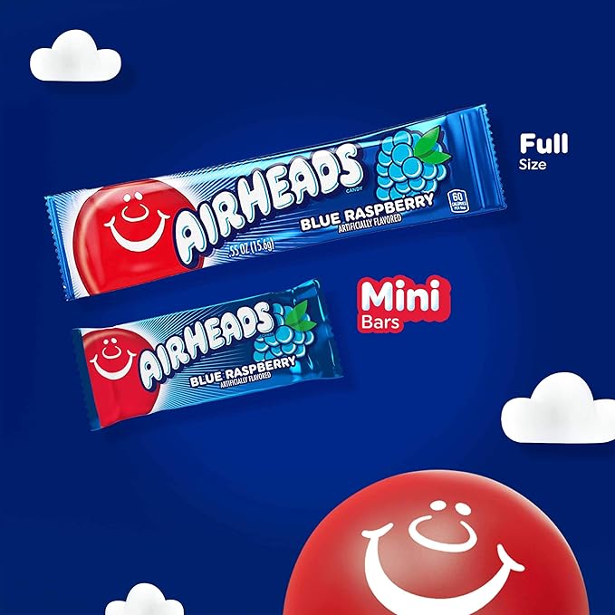Airheads Mini Bars, Halloween Trick or Treat Candy, Assorted Flavors Variety Pack, Individually Wrapped Bulk Candy for Adults & Kids, Non-Melting, Party, 25 Pound Box