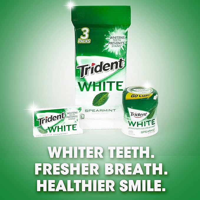 Trident White Spearmint Sugar-Free Chewing Gum, 4 Bottles of 60 Pieces (240 Total Pieces)